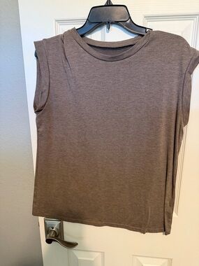 Sleeveless Brown Crewneck Women's Top